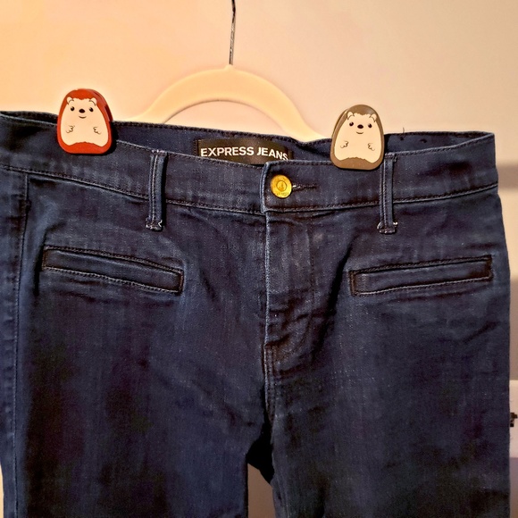 Express Jeans - flare stretch with welt pockets - dark wash - size 8 - Picture 3 of 9